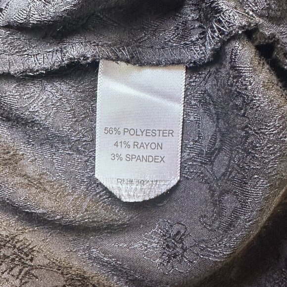 Women's 4 Nine.Eight Black on Black Print Pants Zipper Fly Drawstring Cord - Picture 8 of 9